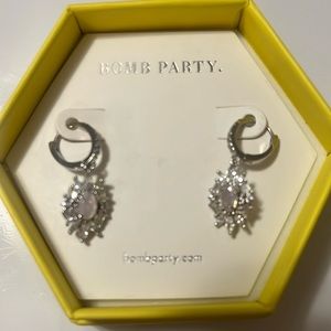 NIB party bomb earrings. Pink Opal with Rhidium plating. MSRP 62.00